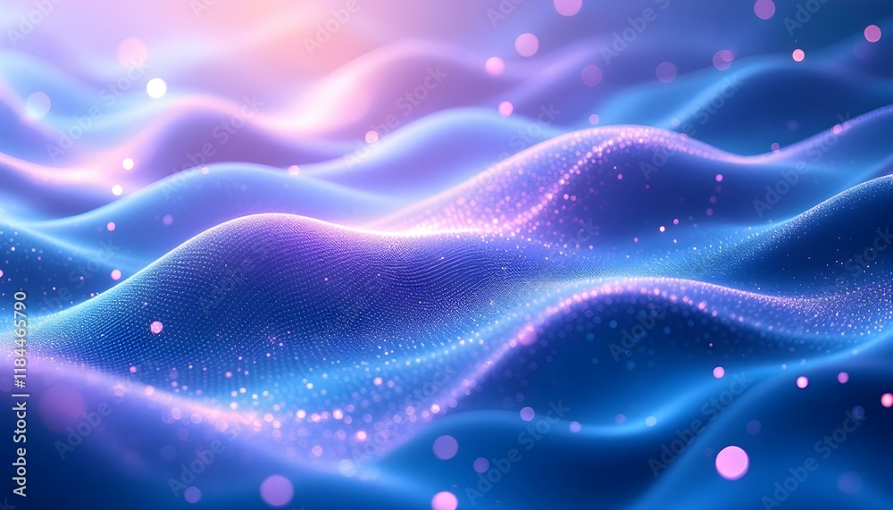 Aufkleber Cool blue and purple abstract background with glowing waves. Shiny moving lines design element. Futuristic technology concept. Dark abstract background with glowing wave. Shiny moving lines design