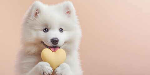 Obraz premium Photorealistic Dog Portraits with Heart Accessories in Pastel Backdrops