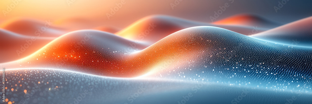 Aufkleber Geometric swirl of hex shapes trailing from the temple downward, emphasizing a luminous, gradient complexion on a soft cream background,