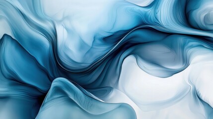 Obraz premium Ethereal Fluid Dynamics Serene Blue and White Abstract Digital Artwork