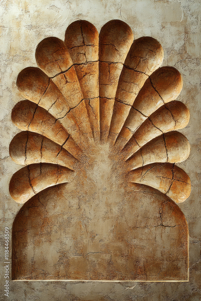 Poster series of segmented arcs depicting arms and legs around a streamlined central outline, on a faintly 