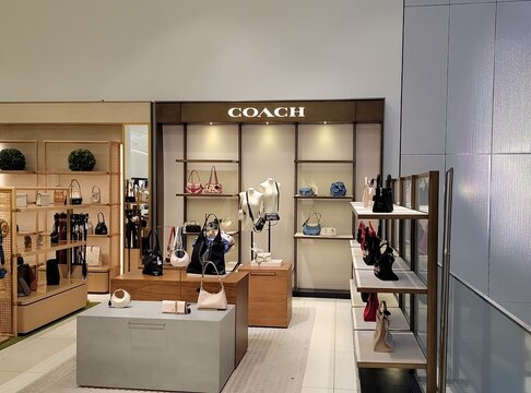 Coach brand products display at the flagship Nordstrom store, 225 West 57 Street, New York, NY, USA.