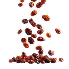 Fototapeta premium Flying of Raisins - Isolated on White backgrounds