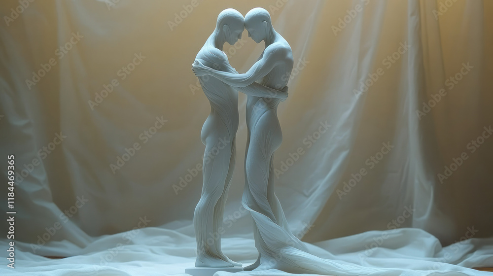 Poster gentle arcs symbolizing different body parts gracefully hugging a minimal standing outline on a near