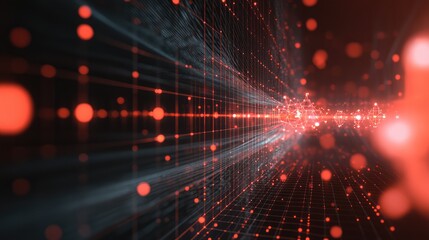 Visualization of a quantum error correction algorithm in progress, with quantum circuits detecting and addressing errors within the quantum system