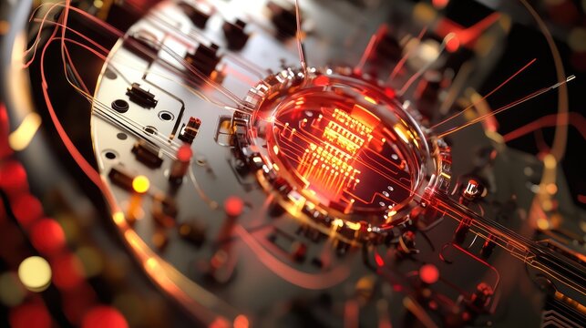 Visualization of a quantum error correction algorithm in progress, with quantum circuits detecting and addressing errors within the quantum system