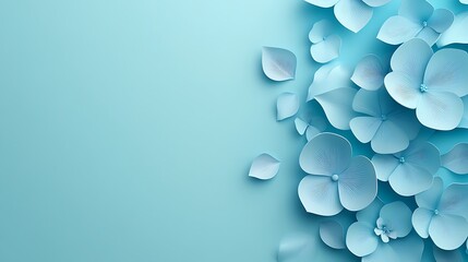 Light Blue Paper Flowers on a Pastel Background