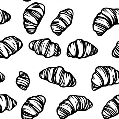 Croissant with jam tiled design, Croissant with jam repeating background illustration