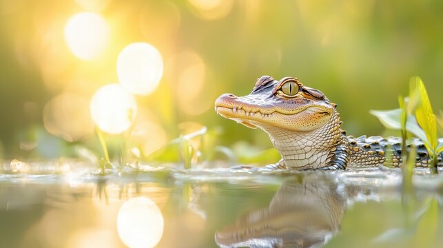 A Close up of an Alligator Sitting in the Water - Generative AI