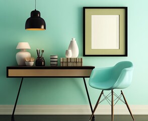A refreshing vintage interior featuring green accents.