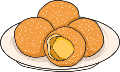 onde onde traditional market snack cartoon