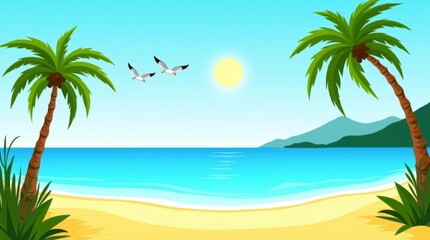 Obraz premium Tropical Serenity: A Beachside Paradise