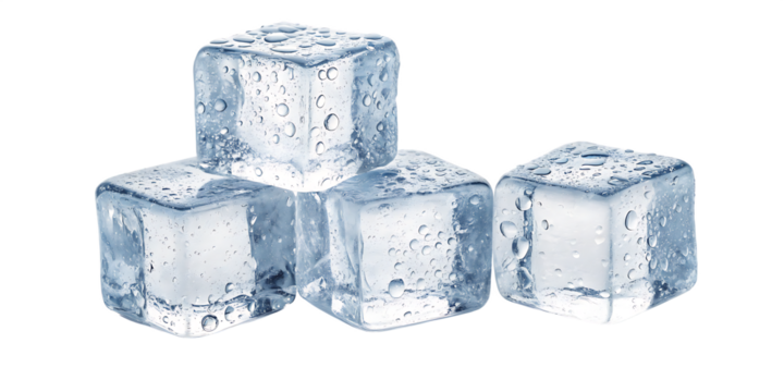 Crystal Clear Ice Cubes isolated on white background as transparent. PNG.AI GENERATED