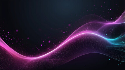 Obraz premium Abstract Waving Particle Technology Colorful equalizer wave Background Design Abstract wave moving dots flow particles hitech and big data background design for brochures