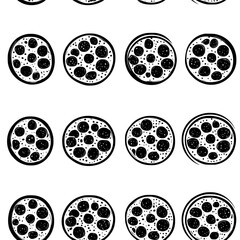Collection of Pepperoni Pizza icons, Pepperoni Pizza illustration art, seamless pattern