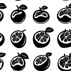 Collection of Quince icons, Quince illustration art, seamless pattern