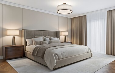 Velvet textures elevate the ambiance of this contemporary bedroom design.
