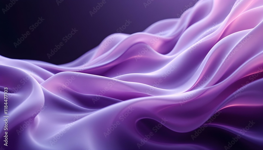 Poster a purple abstract background with wavy lines and curves in the center of the image and a black backg