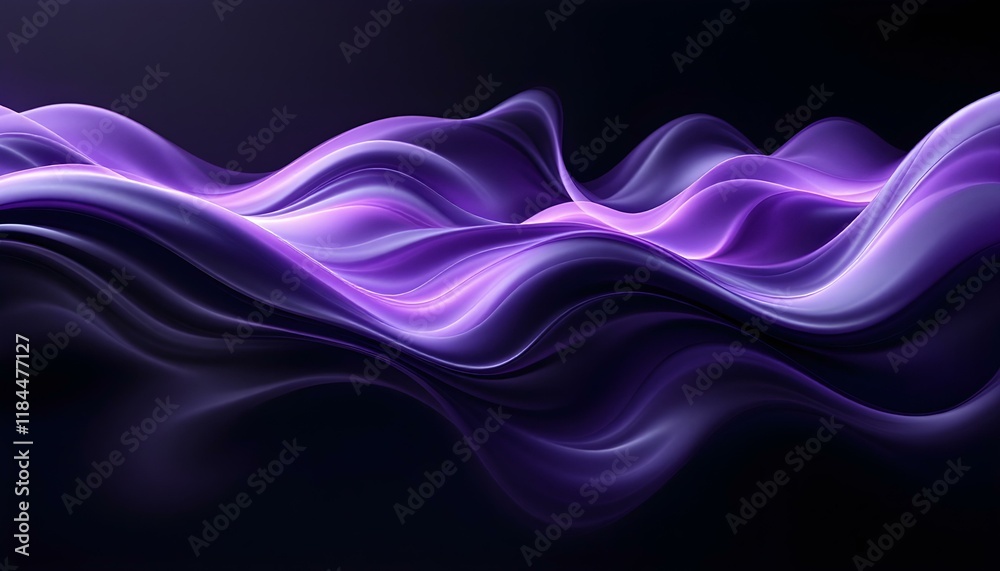Aufkleber A purple abstract background with wavy lines and curves in the center of the image and a black background. Blue and purple abstract backgrounds with wavy lines ideal for creative design projects