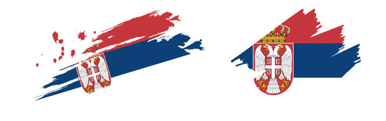 Vector illustration of Serbia flag in brush stroke effect on transparent background