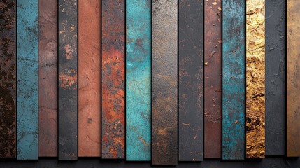 Vibrant Textured Wood Planks in Vintage Hues