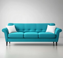 Fototapeta premium Sleek contemporary teal sofa design for modern living spaces.
