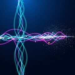 Abstract 3D Neural Network with Colorful Data Streams Representing Artificial Intelligence and Big Data Analytics
