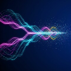 Abstract 3D Neural Network with Colorful Data Streams Representing Artificial Intelligence and Big Data Analytics