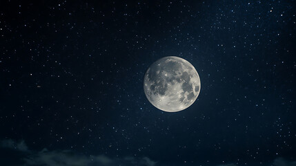 Obraz premium A starry night sky filled with twinkling stars, a soft glowing moon, and a peaceful, dark horizon