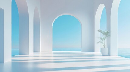 Serene Coastal Minimalism Arches, Ocean View, Plant Pot