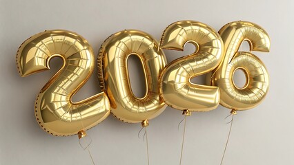 Happy New Year2026 3d Gold Foil Balloons design