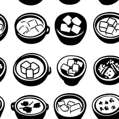 Boiled Tofu Hotpot tiled design, Boiled Tofu Hotpot repeating background illustration