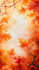 Obraz premium Vibrant autumn leaves in shades of orange and yellow against soft background