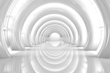 Obraz premium modern, futuristic hallway with smooth, white curves and reflections