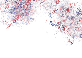 confetti - USA banner mockup with confetti confetti in American national colors. USA Presidents Day, American Labor day, Memorial Day, US election concept.