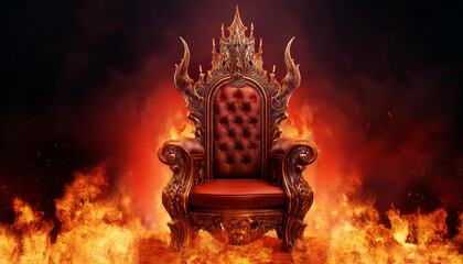 demonic throne in hell surrounded by fire and brimstone creating an ominous setting demon throne hell fire brimstone