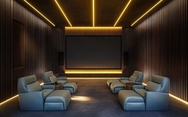 Discover the perfect lighting with yellow accents in your movie space.
