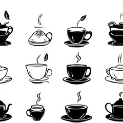 Earl Grey tea tiled design, Earl Grey tea repeating background illustration