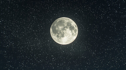 Obraz premium A starry night sky filled with twinkling stars, a soft glowing moon, and a peaceful, dark horizon