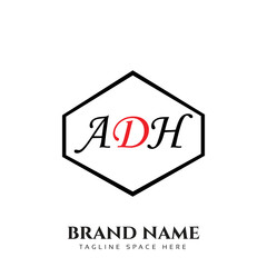 ADH logo design, ADH simple and modern logo. ADH luxurious alphabet design
