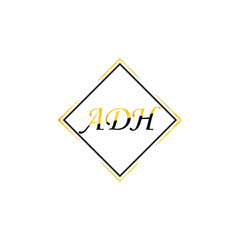 ADH logo design, ADH simple and modern logo. ADH luxurious alphabet design
