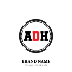 ADH logo design, ADH simple and modern logo. ADH luxurious alphabet design
