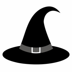 black witch hat , witch hat vector, icon vector on white background.