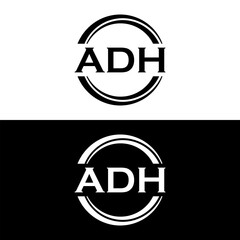 ADH logo design, ADH simple and modern logo. ADH luxurious alphabet design
