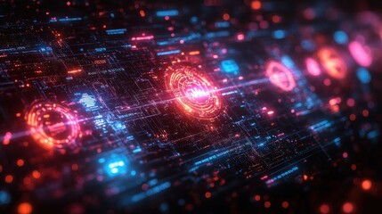 Abstract digital network data flow.