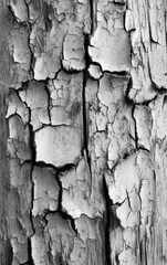 Obraz premium Chipped and peeling wooden surface with a distressed, aged look. A rustic texture for vintage designs, with rough edges and cracks.