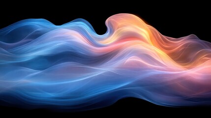Obraz premium Abstract flowing light waves, blue, orange, pink.