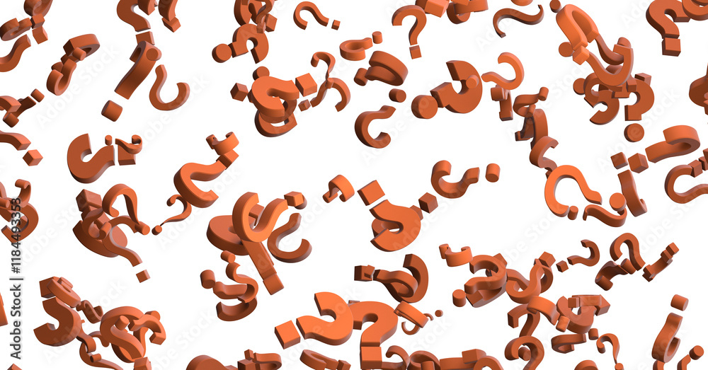 Poster question marks. Computer generated 3d