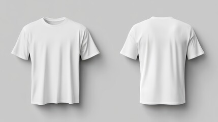 Fototapeta premium Blank White T-Shirt Mockup: Front and Back Views, Minimalist Style
