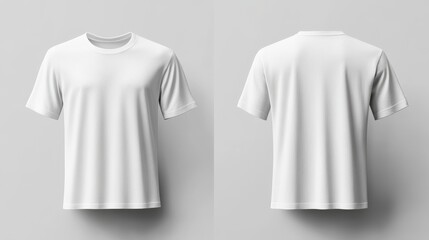Fototapeta premium Simple White T-Shirt Mockup: Front and Back Views, Minimalist Style